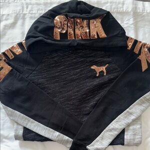 PINK Victoria's Secret Black and Brown Jacket with Metallic Accents